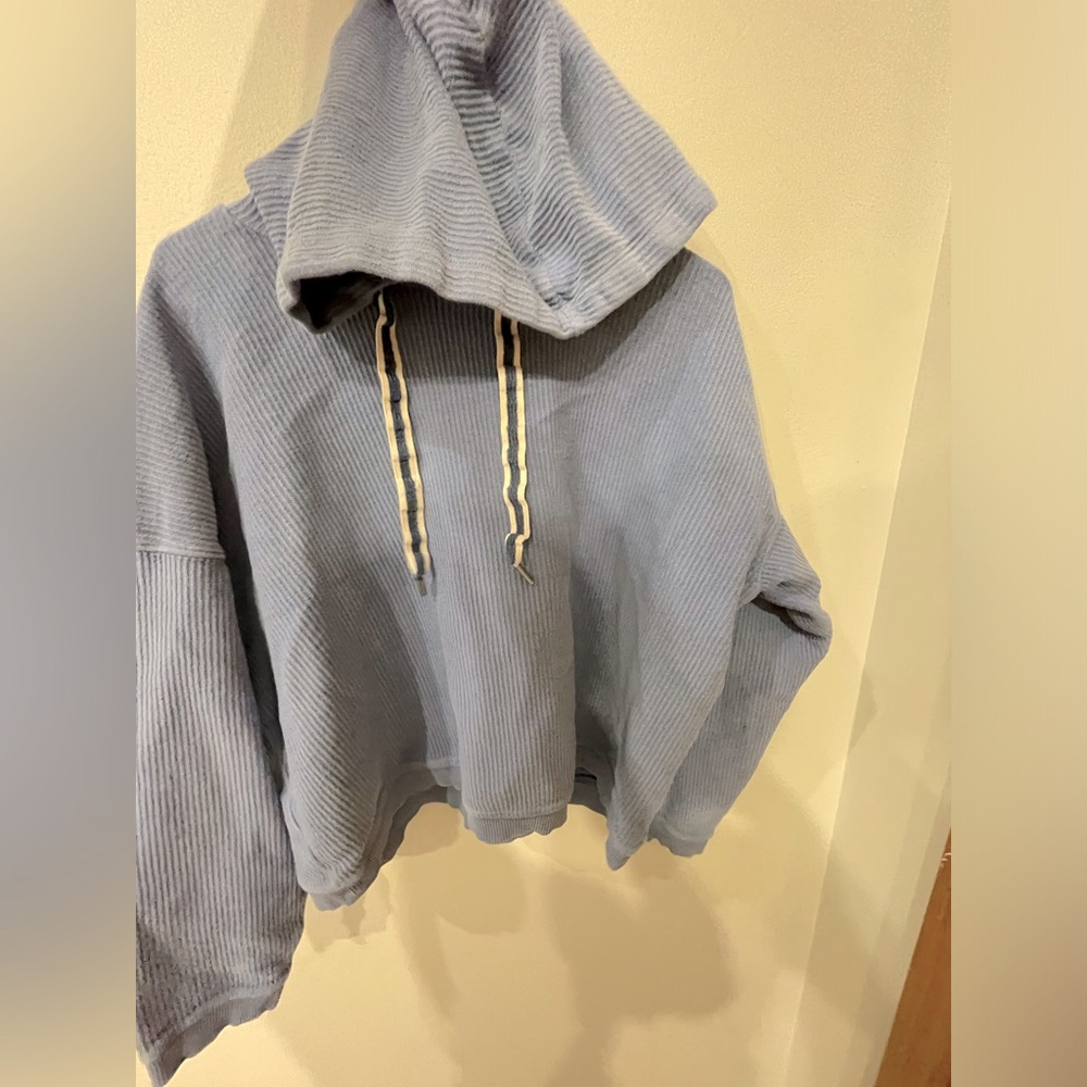 Aerie cropped and corded sweatshirt with hood